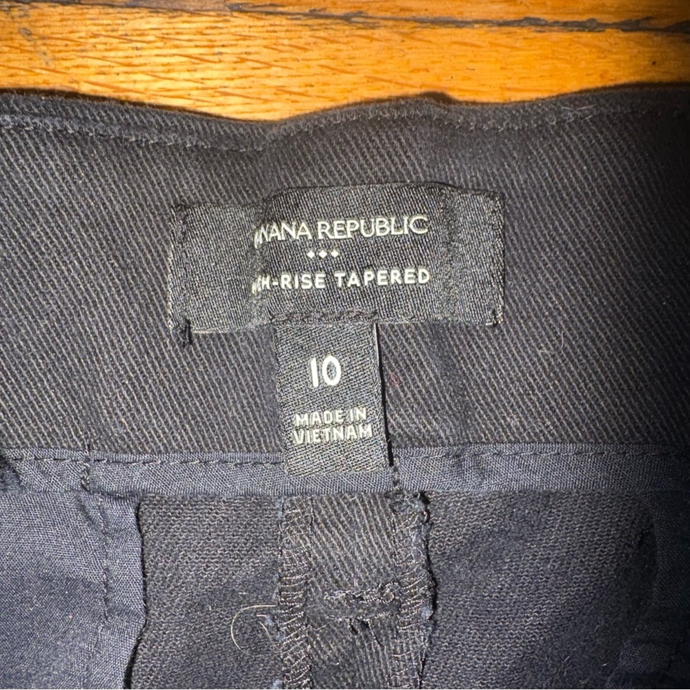 Banana Republic Black High Rise Twill Belted Crop Trousers Size 10 - Picture 2 of 8